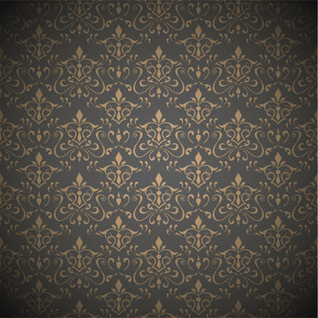 Seamless dark floral wallpaper .Vector illustration