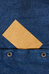 paper tag on a new denim with buttons for your lettering
