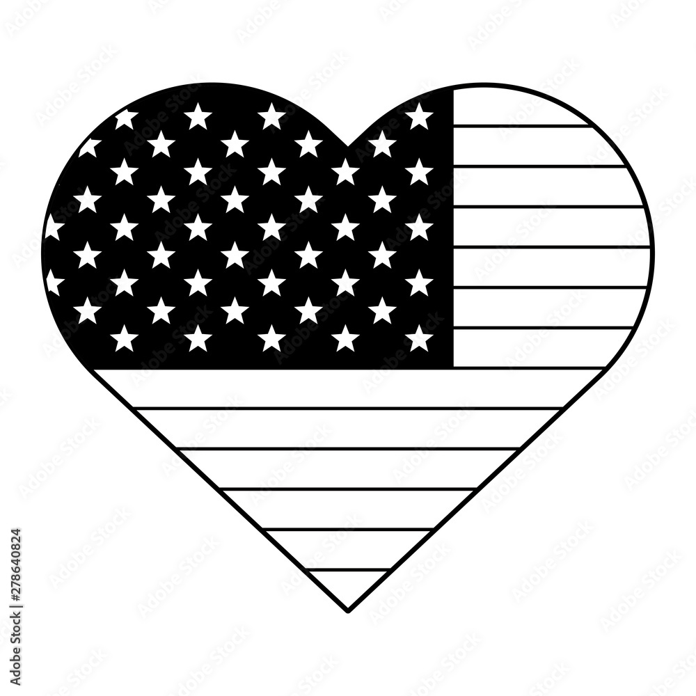 Wall mural usa independence 4th july cartoon in black and white