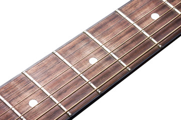 Wooden guitar fret isolated on white.