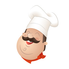 Cute chef - portrait vector illustration isolated on white background