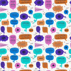Seamless pattern made of hand drawn comic bubbles