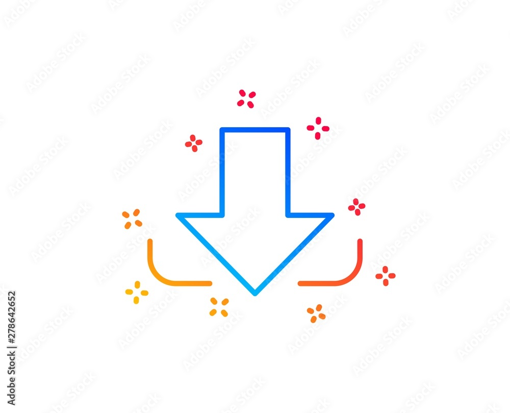 Poster download arrow line icon. down arrowhead symbol. direction or pointer sign. gradient design elements