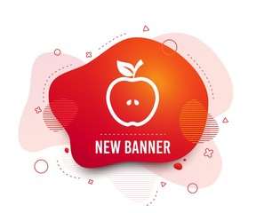 Fluid badge. Apple sign icon. Fruit with leaf symbol. Abstract shape. Gradient apple icon. Flyer liquid banner. Vector