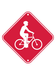 vorsicht fahrrad fahren schild hinweis achtung zone gebiet silhouette fahrradfahrer schnell radeln ausflug radtour fahrradtour tour fahrradhelm helm fahrer cool design biker clipart