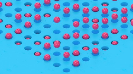 Multiple pink balls art 3d render. Motion design loop background. Colorful