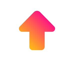 Upload arrow icon. Direction Arrowhead symbol. Navigation pointer sign. Classic flat style. Gradient upload icon. Vector