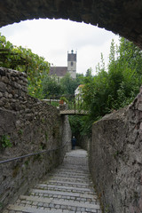 Blick auf die alte Treppe zur Bregenzer Oberstadt / Stadtmauer