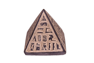 Souvenir egyptian pyramid isolated on a white background