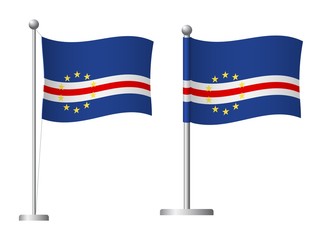 Cape Verde flag on pole icon
