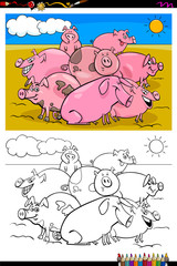pigs farm animal characters group color book