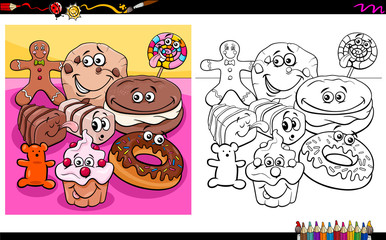 sweet food characters coloring book