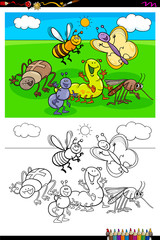 happy insects characters group color book