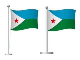 Djibouti flag on pole icon