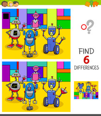 finding differences game with fantasy robots