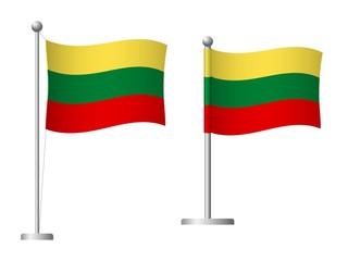 lithuania flag on pole icon