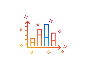 Diagram graph line icon. Column chart sign. Market analytics symbol. Gradient design elements. Linear diagram graph icon. Random shapes. Vector