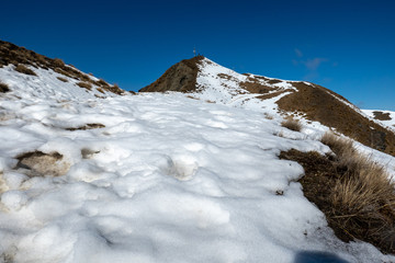 wonderful dramatic scenery of the Southern alps and Lake Wanaka from the top of Roy's Peak in New Zealand   
