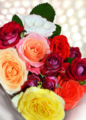 flowers rose bouquet red yellow  beauty gift