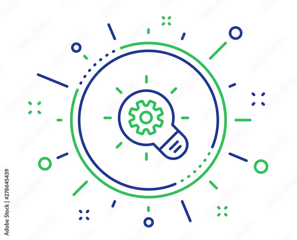 Poster cogwheel line icon. engineering tool sign. idea bulb symbol. quality design elements. technology cog