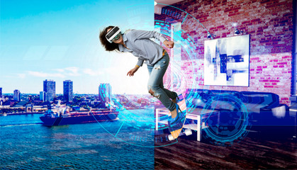 Office space and a girl on a skateboard