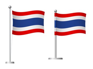 Thailand flag on pole icon