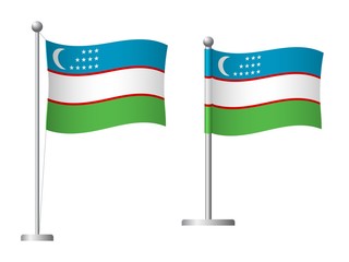 Uzbekistan flag on pole icon