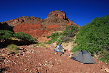 The Hance Rapids campsite in Grand Canyon National Park, Arizona.