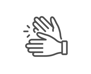 Clapping hands line icon. Clap sign. Victory gesture symbol. Quality design element. Linear style clapping hands icon. Editable stroke. Vector