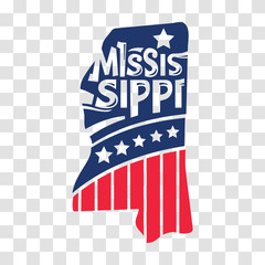 United States of America Map USA Mississippi State with Cutting Paper and Graffiti Style	
