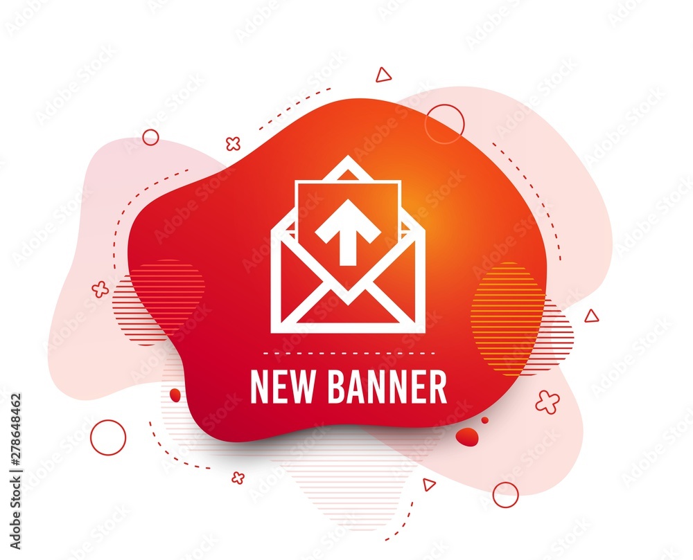 Poster fluid badge. mail icon. envelope symbol. outgoing message sign. mail navigation button. abstract sha