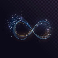Shining infinity sign with sparks on a transparent background