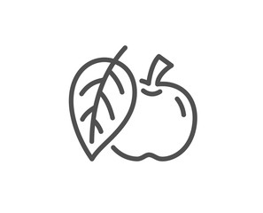 Apple line icon. Fresh fruit sign. Natural food symbol. Quality design element. Linear style apple icon. Editable stroke. Vector