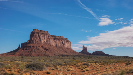 morning shot of eagle mesa at monument valley