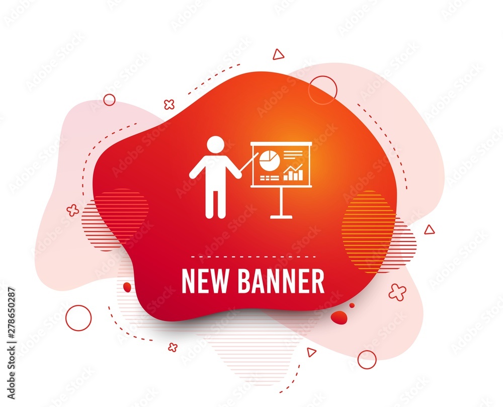 Poster fluid badge. presentation sign icon. man standing with pointer. scheme and diagram symbol. abstract 