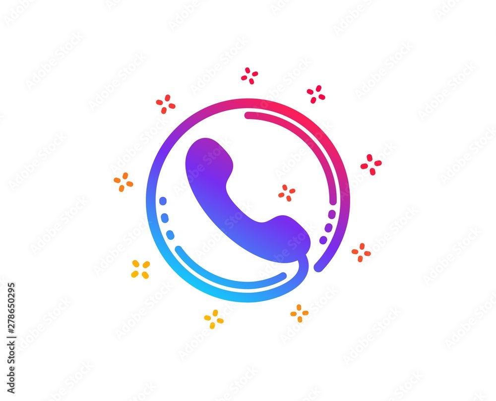 Poster call center service icon. phone support sign. feedback symbol. dynamic shapes. gradient design call 