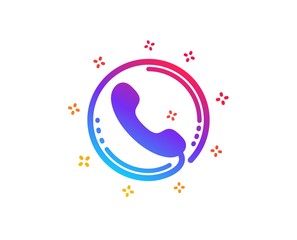 Call center service icon. Phone support sign. Feedback symbol. Dynamic shapes. Gradient design call center icon. Classic style. Vector