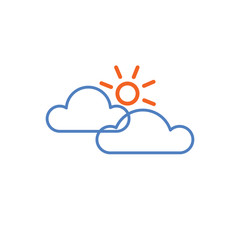 Sun and cloud weather icon isolated on white background. Vector Illustration