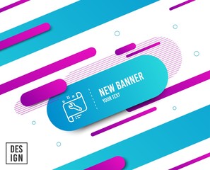 Spanner tool line icon. Repair service blueprint sign. Fix instruments symbol. Diagonal abstract banner. Linear spanner icon. Geometric line shapes. Vector