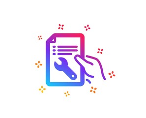 Spanner tool icon. Repair service document sign. Fix instruments symbol. Dynamic shapes. Gradient design repair document icon. Classic style. Vector
