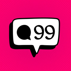 Social media comment notification sign icon in comic style. Like, comment, follow vector cartoon illustration on pink halftone background