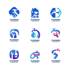 Modern Plumbing logo template for plumbing service and company