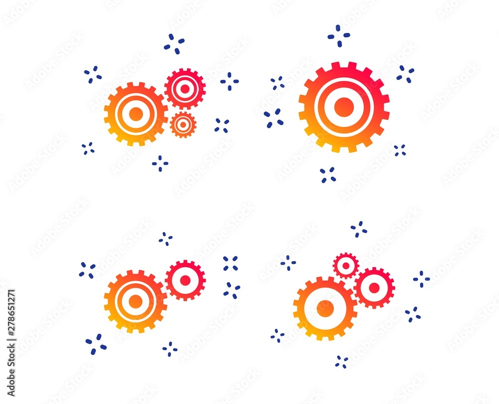 Poster cogwheel gear icons. mechanism symbol. website or app settings sign. working process performance. ra
