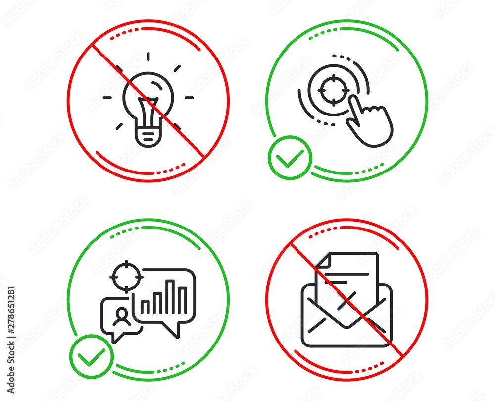 Poster do or stop. seo statistics, idea and seo target icons simple set. reject letter sign. analytics char