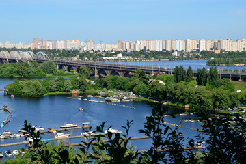 Obraz premium view of city Kyiv and Dnipro river