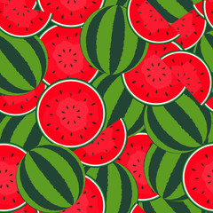 Seamless Pattern Background with Watermelon. Vector Illustration.