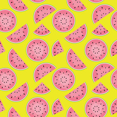 Seamless Pattern Background with Watermelon. Vector Illustration.