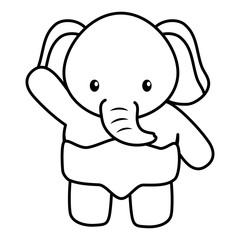 cute little elephant baby character