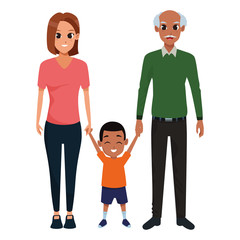 Family young parents with little kid