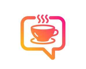 Hot coffee icon. Tea drink sign. Cafe symbol. Classic flat style. Gradient coffee icon. Vector